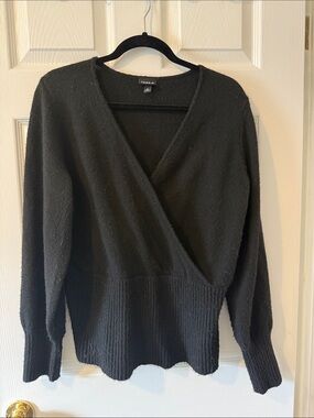 Torrid Black Wrap V-Neck Ribbed Hem Sweater Plus Size Soft Knit